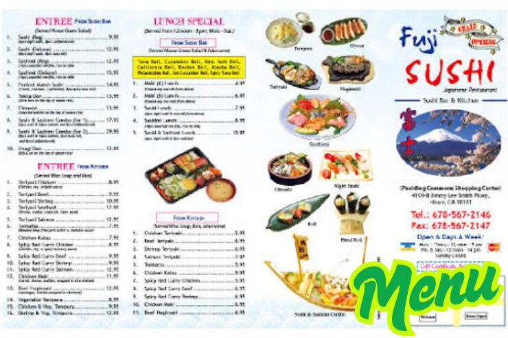 Fuji Restaurant menu